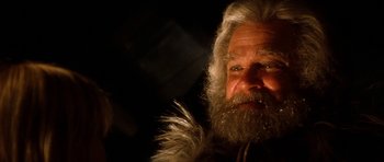 Movie still from “Santa Claus” (1985), directed by Jeannot Szwarc – An old man with a long white beard; Close Up shot, Low angle