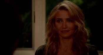 Movie still from “Sex Tape” (2014), directed by Jake Kasdan – A person with long blonde hair; Close Up shot, Over the shoulder angle
