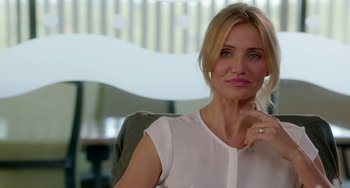 Movie still from “Sex Tape” (2014), directed by Jake Kasdan – A person wearing a white shirt; Close Up shot, Over the shoulder angle