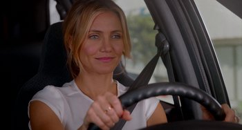 Movie still from “Sex Tape” (2014), directed by Jake Kasdan – A woman sitting in the driver's seat of a car; Close Up shot, Over the shoulder angle