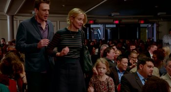 Movie still from “Sex Tape” (2014), directed by Jake Kasdan – A group of people standing in a room; Medium shot, Over the shoulder angle