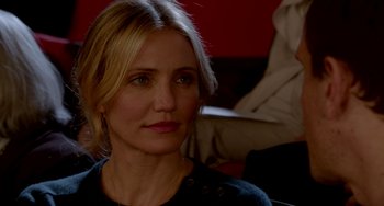 Movie still from “Sex Tape” (2014), directed by Jake Kasdan – A person sitting in front of another person; Close Up shot, Over the shoulder angle