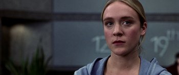 Movie still from “Shattered Glass” (2003), directed by Billy Ray – A person looking at the camera; Close Up shot, Over the shoulder angle
