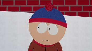 Movie still from “South Park: Bigger, Longer & Uncut” (1999), directed by Trey Parker – A picture of a character from south park; Close Up shot, High angle