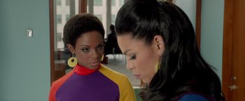 Movie still from “Sparkle” (2012), directed by Salim Akil – Two beautiful women standing next to each other in a room; Close Up shot, Over the shoulder angle