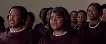 Movie still from “Sparkle” (2012), directed by Salim Akil – A group of women standing next to each other; Close Up shot, High angle