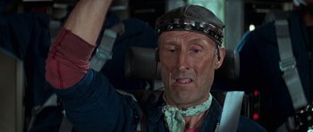 Movie still from “Star Trek: First Contact” (1996), directed by Jonathan Frakes – A person wearing a hat; Close Up shot, Overhead angle