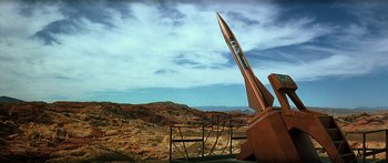 Movie still from “Star Trek: Generations” (1994), directed by David Carson – An image of an object in the middle of the desert; Extreme Wide shot, Low angle