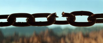 Movie still from “Star Trek: Generations” (1994), directed by David Carson – View of a broken chain link; Extreme Close Up shot, Low angle
