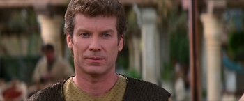 Movie still from “Star Trek: Insurrection” (1998), directed by Jonathan Frakes – A person wearing a costume; Close Up shot, Low angle