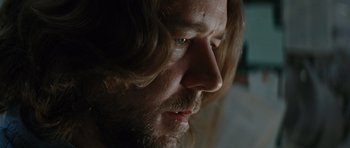 Movie still from “State of Play” (2009), directed by Kevin Macdonald – A person with long hair; Extreme Close Up shot, Low angle