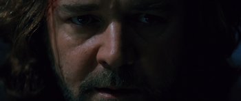 Movie still from “State of Play” (2009), directed by Kevin Macdonald – A man's face in the dark; Extreme Close Up shot, Low angle