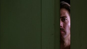 Movie still from “Straight Time” (1978), directed by Ulu Grosbard – A person with a beard and mustache; Close Up shot, Low angle