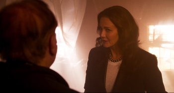 Movie still from “Super Troopers 2” (2018), directed by Jay Chandrasekhar – A woman in black jacket talking to another woman; Close Up shot, Over the shoulder angle