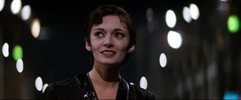 Movie still from “Superman II” (1980), directed by Richard Lester – A person wearing a leather jacket; Close Up shot, Low angle