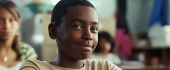 Movie still from “Swing Vote” (2008), directed by Joshua Michael Stern – A young boy's face; Close Up shot, Low angle