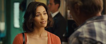 Movie still from “Swing Vote” (2008), directed by Joshua Michael Stern – A person wearing a jacket; Close Up shot, Over the shoulder angle