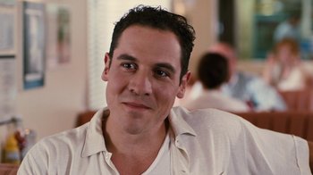 Movie still from “Swingers” (1996), directed by Doug Liman – A person wearing a white shirt; Close Up shot, Over the shoulder angle