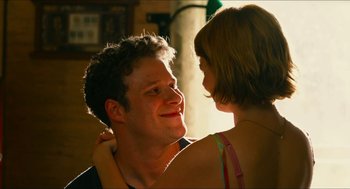 Movie still from “Take This Waltz” (2011), directed by Sarah Polley – A man and a woman are looking at each other; Close Up shot, Over the shoulder angle