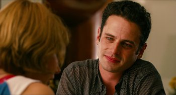 Movie still from “Take This Waltz” (2011), directed by Sarah Polley – A person sitting in front of another person; Close Up shot, Over the shoulder angle