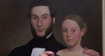 Movie still from “Taking Off” (1971), directed by Milos Forman – A man and a woman are standing together; Extreme Close Up shot, Overhead angle