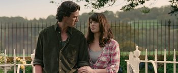 Movie still from “Tamara Drewe” (2010), directed by Stephen Frears – A man and a woman standing next to each other; Close Up shot, Over the shoulder angle