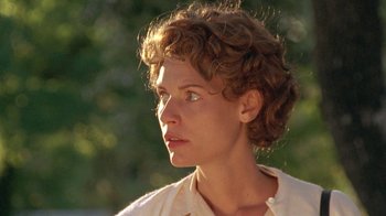 Movie still from “Temple Grandin” (2010), directed by Mick Jackson – A person with curly hair; Close Up shot, Low angle