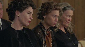Movie still from “Temple Grandin” (2010), directed by Mick Jackson – A group of women standing next to each other in a room; Close Up shot, Low angle