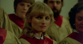 Movie still from “Tender Mercies” (1983), directed by Bruce Beresford – A person wearing a red and white shirt; Close Up shot, Low angle