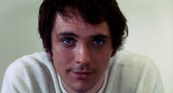Movie still from “Teorema” (1968), directed by Pier Paolo Pasolini – A person with blue eyes; Close Up shot, Low angle
