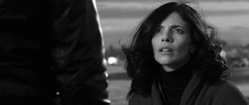 Movie still from “Tetro” (2009), directed by Francis Ford Coppola – Black and white photograph of a woman looking at another woman; Close Up shot, Over the shoulder angle