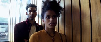 Movie still from “High Flying Bird” (2019), directed by Steven Soderbergh – Close Up shot, Low angle