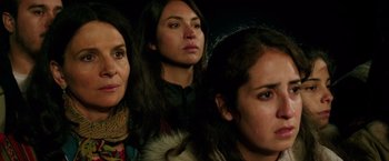 Movie still from “The 33” (2015), directed by Patricia Riggen – A group of women standing next to each other; Close Up shot, High angle