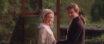 Movie still from “The Affair of the Necklace” (2001), directed by Charles Shyer – A man and a woman dressed in period clothing; Medium shot, Low angle
