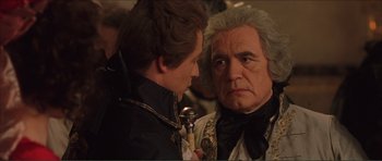 Movie still from “The Affair of the Necklace” (2001), directed by Charles Shyer – A man and a woman looking at one another; Close Up shot, Over the shoulder angle