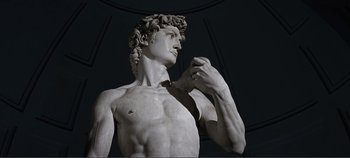 Movie still from “The Agony and the Ecstasy” (1965), directed by Carol Reed – A statue of a man; Close Up shot, Low angle