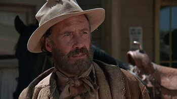 Movie still from “The Ballad of Cable Hogue” (1970), directed by Sam Peckinpah – A person wearing a hat; Close Up shot, Low angle