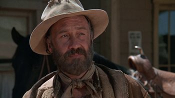 Movie still from “The Ballad of Cable Hogue” (1970), directed by Sam Peckinpah – A person wearing a hat; Close Up shot, Low angle