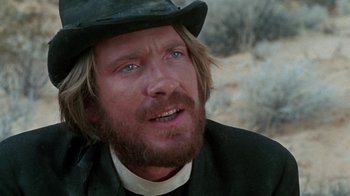 Movie still from “The Ballad of Cable Hogue” (1970), directed by Sam Peckinpah – A person wearing a hat; Close Up shot, Low angle