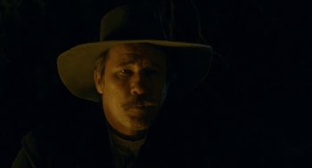 Movie still from “The Ballad of Gregorio Cortez” (1982), directed by Robert M. Young – A man with a hat and a mustache; Close Up shot, Low angle