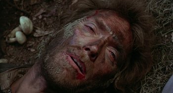 Movie still from “The Beguiled” (1971), directed by Don Siegel – A person laying on the ground; Close Up shot, Overhead angle