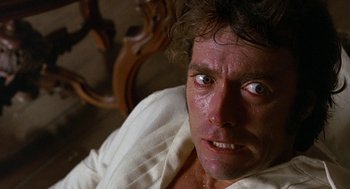 Movie still from “The Beguiled” (1971), directed by Don Siegel – A person with a white shirt on; Close Up shot, Low angle