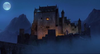 Movie still from “Hotel Transylvania 2” (2015), directed by Genndy Tartakovsky – Extreme Wide shot, Low angle