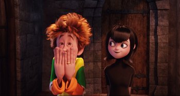 Movie still from “Hotel Transylvania 2” (2015), directed by Genndy Tartakovsky – Medium shot, Over the shoulder angle