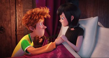 Movie still from “Hotel Transylvania 2” (2015), directed by Genndy Tartakovsky – Medium shot, Overhead angle