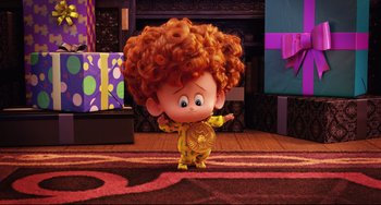 Movie still from “Hotel Transylvania 2” (2015), directed by Genndy Tartakovsky – Wide shot, High angle