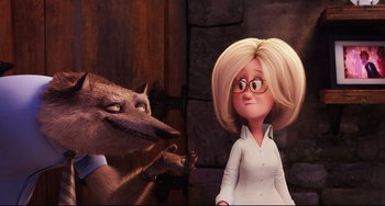 Movie still from “Hotel Transylvania 2” (2015), directed by Genndy Tartakovsky – Medium shot, Over the shoulder angle