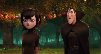 Movie still from “Hotel Transylvania 2” (2015), directed by Genndy Tartakovsky – Medium shot, Over the shoulder angle
