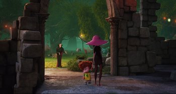 Movie still from “Hotel Transylvania 2” (2015), directed by Genndy Tartakovsky – Wide shot, High angle