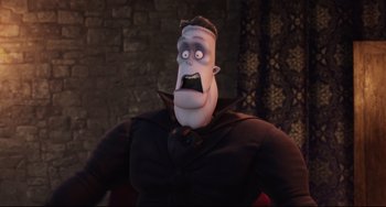 Movie still from “Hotel Transylvania 2” (2015), directed by Genndy Tartakovsky – Medium shot, Low angle